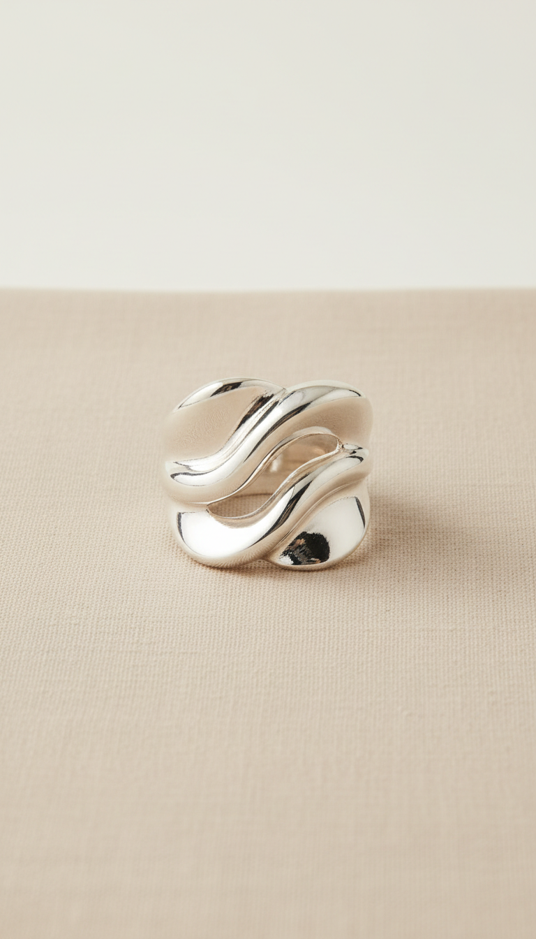 Sterling silver sculpted statement ring