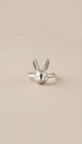 Silver Rabbit Ring With Sculpted Ears