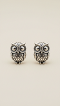 Sterling Silver Owl Earrings With Feather Etching